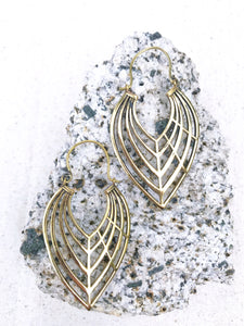 Leaf Brass Hoop Earrings
