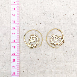 Indian Paisley Spiral Brass Earrings