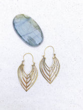 Load image into Gallery viewer, Leaf Brass Hoop Earrings