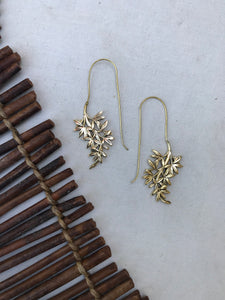 Hanging Leaves Brass Earrings