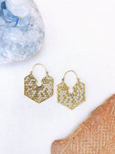 Load image into Gallery viewer, Honeycomb Brass Hoop Earrings