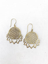 Load image into Gallery viewer, Flower of Life Lotus Brass Earrings