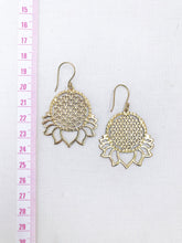 Load image into Gallery viewer, Flower of Life Lotus Brass Earrings